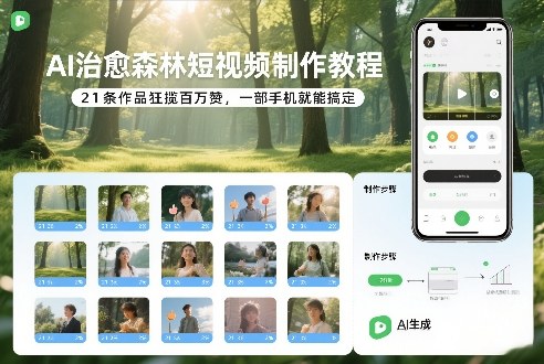 AI治愈森林短视频制作教程，21条作品狂揽百万赞，一部手机就能搞定|云雀资源分享