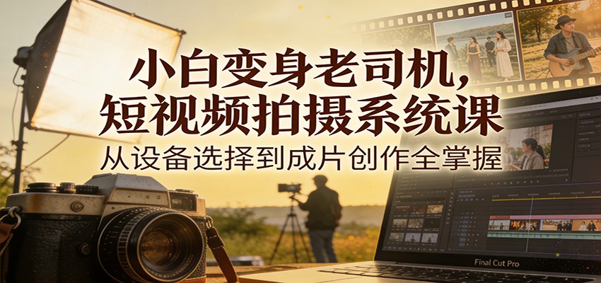 小白变身老司机,短视频拍摄系统课,从设备选择到成片创作全掌握|云雀资源分享