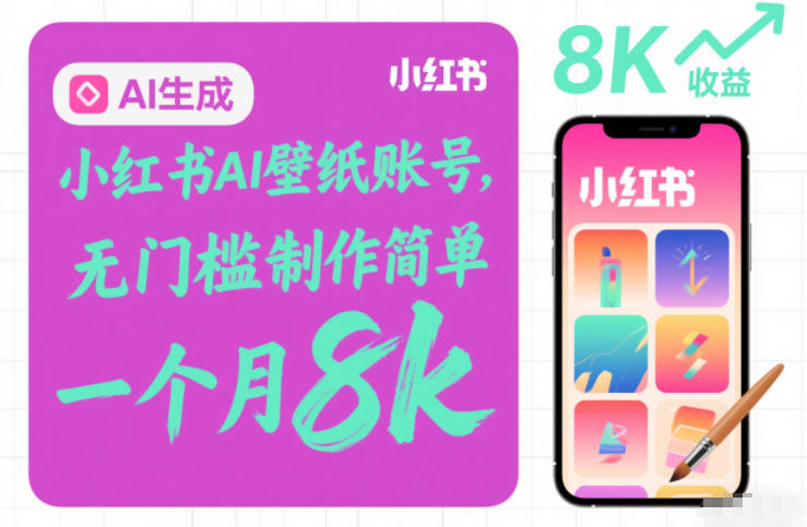 小红书AI壁纸账号，无门槛制作简单，一个月8k+|云雀资源分享