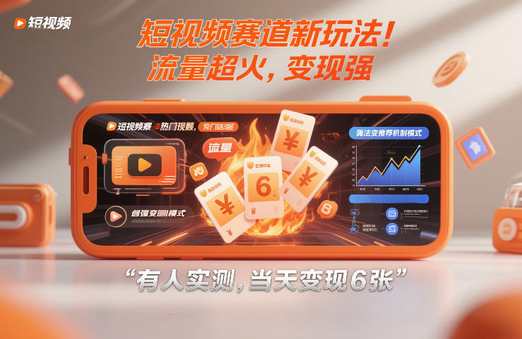 短视频赛道新玩法！流量超火，变现强，有人实测，当天变现6张|云雀资源分享