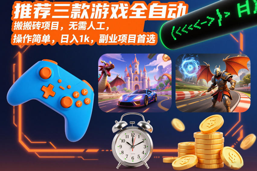 推荐三款游戏全自动搬砖项目，无需人工，操作简单，日入1k，副业项目首选【揭秘】|云雀资源分享