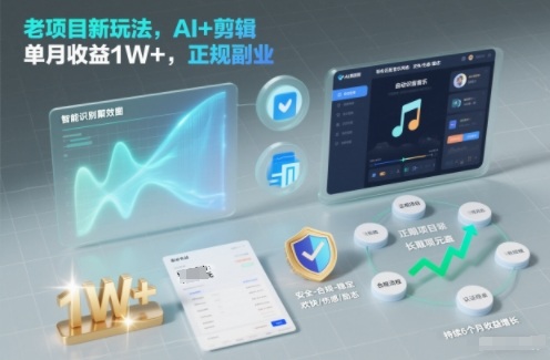 老项目新玩法，AI+剪辑，单月收益1W+，正规副业|云雀资源分享