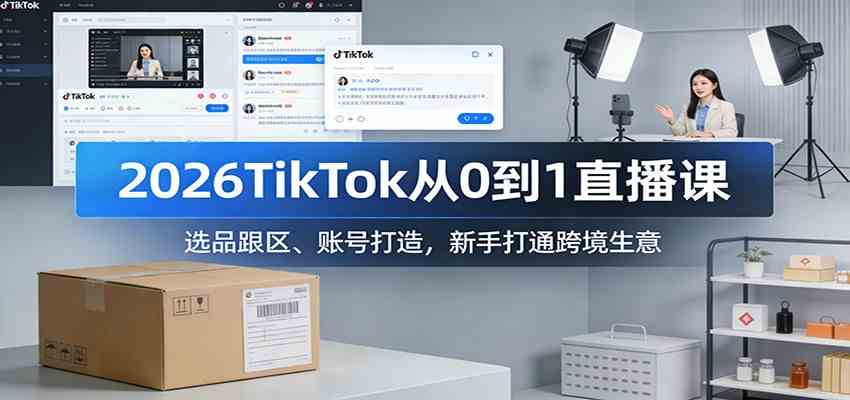 2026TikTok从0到1直播课：选品跟区、账号打造，新手打通跨境生意|云雀资源分享