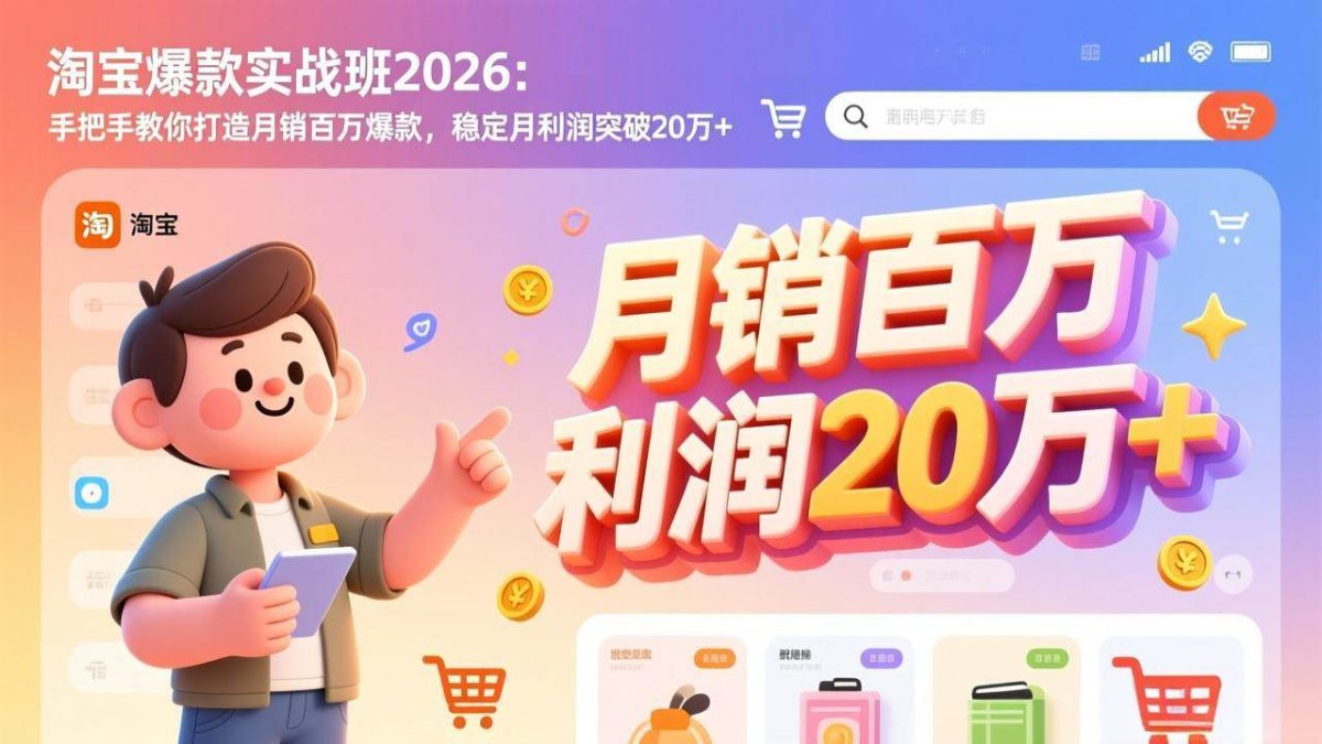淘宝爆款实战班2026：手把手教你打造月销百万爆款，稳定月利润突破20万+|云雀资源分享