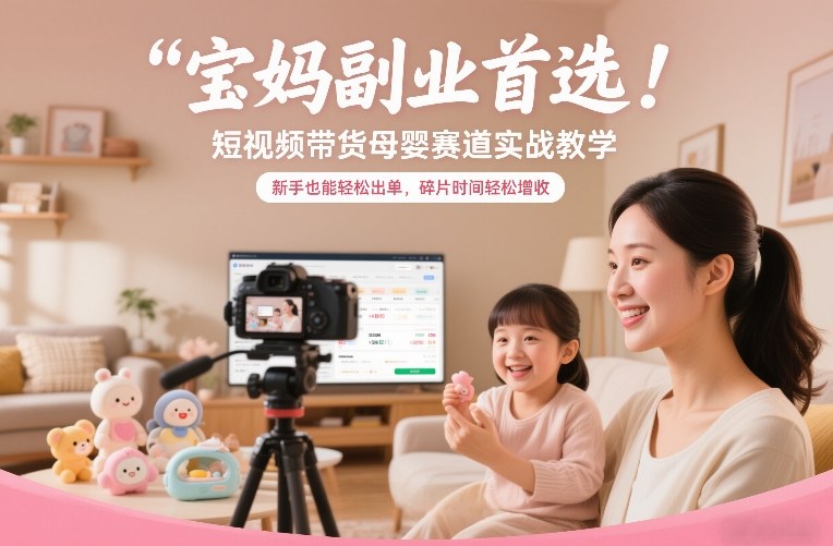宝妈副业首选！短视频带货母婴赛道实战教学，新手也能轻松出单，碎片时间轻松增收|云雀资源分享
