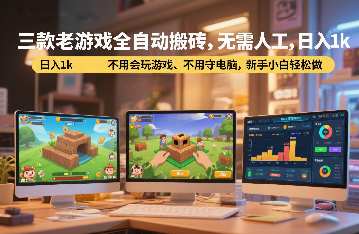 三款老游戏全自动搬砖，无需人工，日入1k，不用会玩游戏、不用守电脑，新手小白轻松做【揭秘】|云雀资源分享