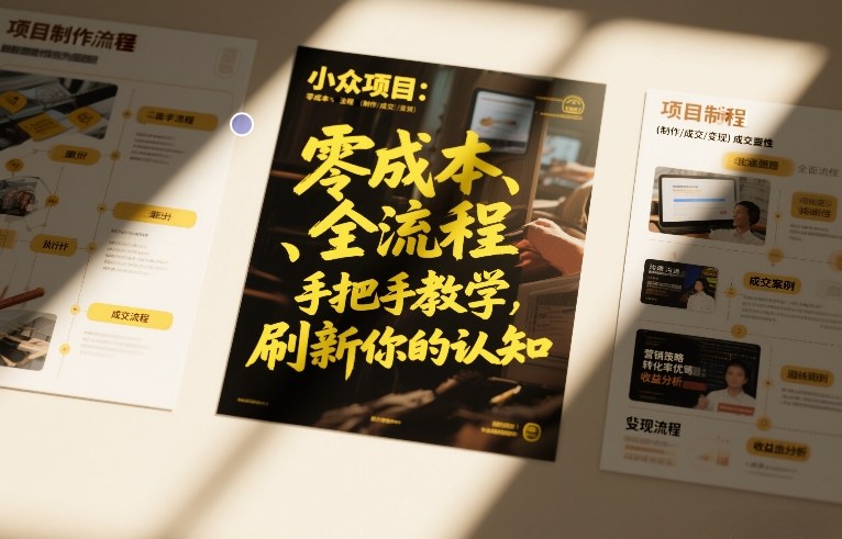 小众项目：零成本、全流程（制作-成交-变现）手把手教学，刷新你的认知|云雀资源分享