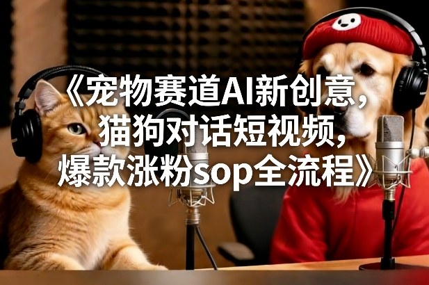 宠物赛道AI新创意，猫狗对话短视频，爆款涨粉sop全流程|云雀资源分享