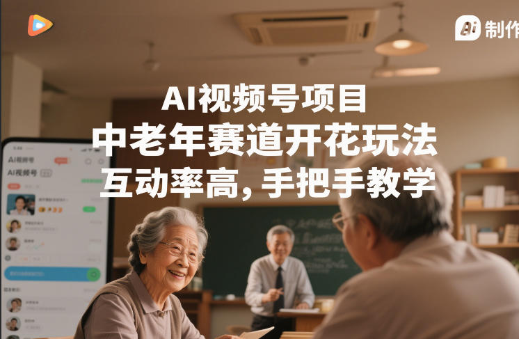 AI视频号项目，中老年赛道开花玩法，互动率高，手把手教学|云雀资源分享