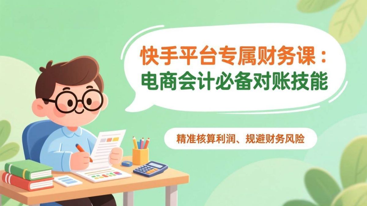 快手平台专属财务课：电商会计必备对账技能，精准核算利润、规避财务风险|云雀资源分享