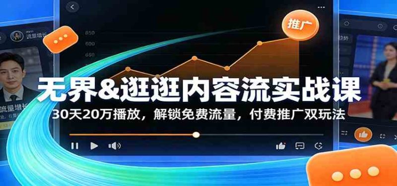 无界&逛逛内容流实战课：30天20万播放，解锁免费流量，付费推广双玩法|云雀资源分享