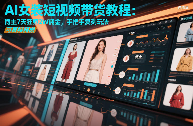 AI女装短视频带货教程：博主7天狂賺2W佣金，手把手复刻玩法，可直接照搬|云雀资源分享