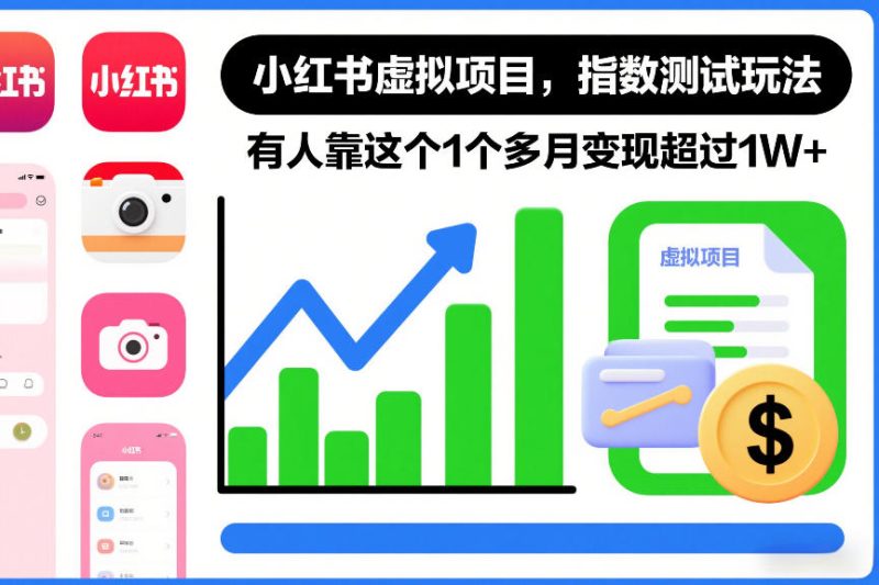 小红书虚拟项目，指数测试玩法，有人靠这个1个多月变现超过1W+|云雀资源分享