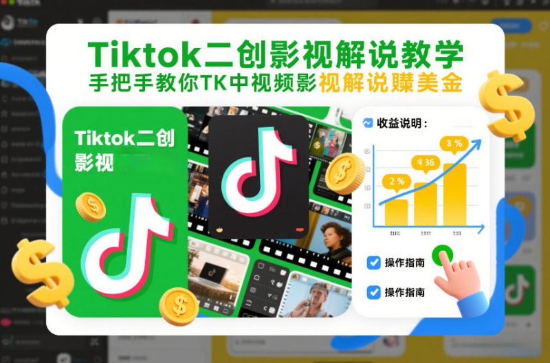 Tiktok二创影视解说教学，手把手教你TK中视频影视解说賺美金（更新26年1月）|云雀资源分享