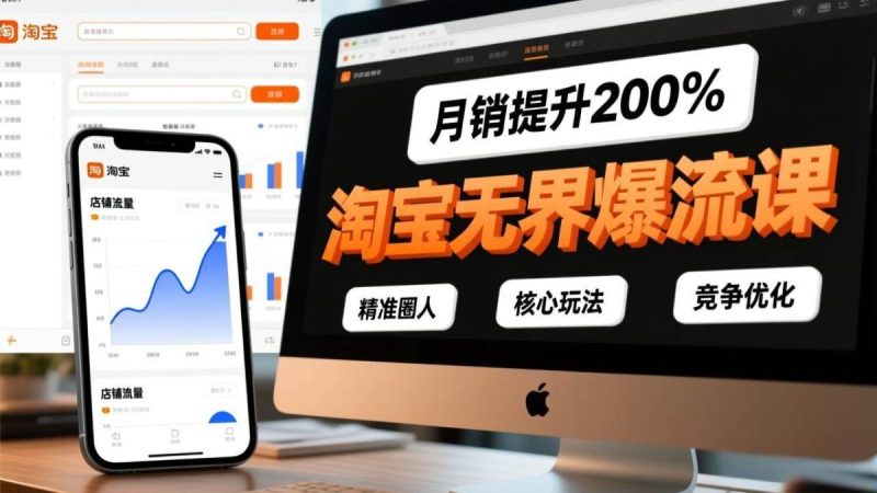 淘宝无界爆流课，精准圈人、核心玩法、竞争优化，快速引爆店铺流量，月销提升200%|云雀资源分享