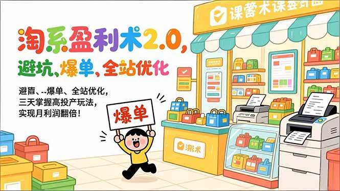 淘系盈利术2.0，避坑、爆单、全站优化，三天掌握高投产玩法，实现月利润翻倍！|云雀资源分享