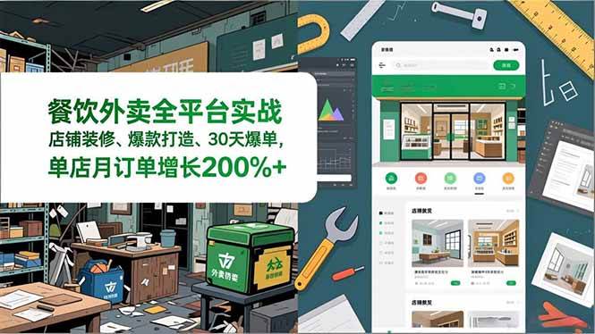 图片[1]-餐饮外卖全平台实战，店铺装修、爆款打造、30天爆单，手把手教学，单店月订单增长200%+