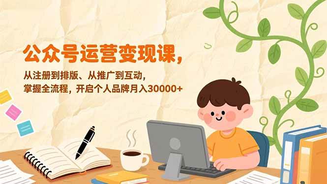 图片[1]-公众号运营变现课，从注册到排版、从推广到互动，掌握全流程，开启个人品牌月入30000+