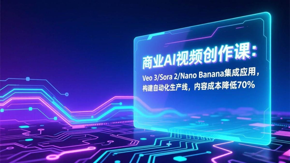 图片[1]-商业AI视频创作课：Veo 3/Sora 2/Nano Banana集成应用，构建自动化生产线，内容成本降低70%
