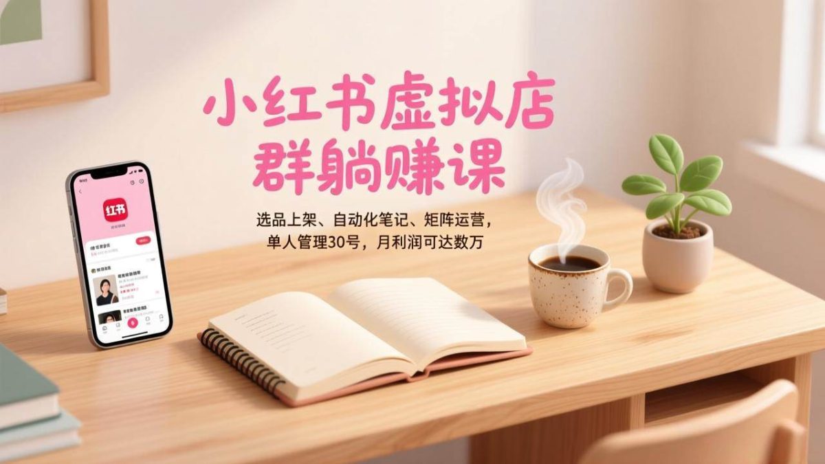 图片[1]-小红书虚拟店群躺赚课，选品上架、自动化笔记、矩阵运营，单人管理30号，月利润可达数万