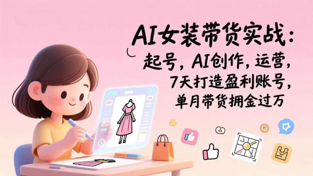 图片[1]-AI女装带货实战：起号，AI创作，运营，7天打造盈利账号，单月带货佣金过万