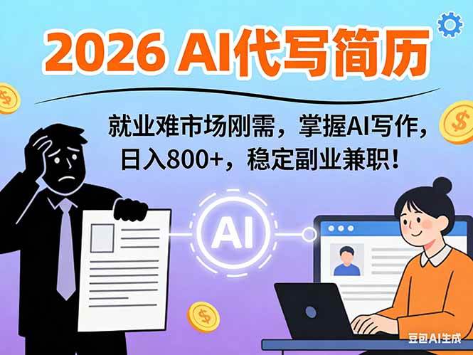 图片[1]-AI代写简历，超暴利，用万能模板月入1-3万实战教程，2026年市场刚需！