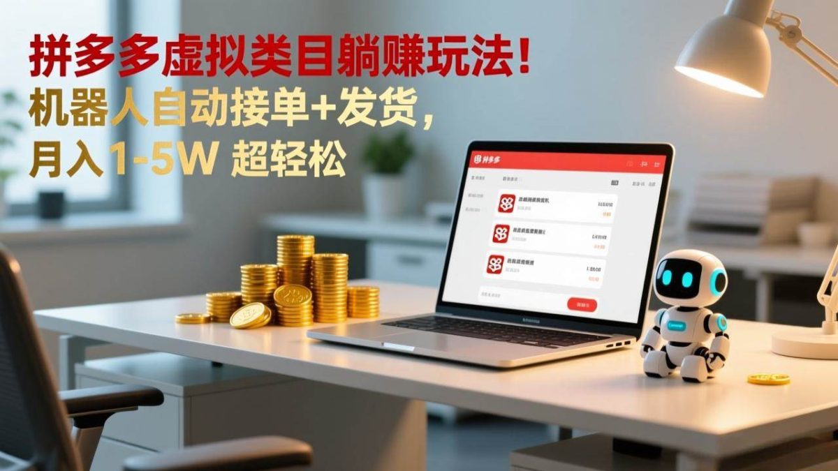 图片[1]-多多虚拟类目躺赚玩法！机器人自动接单+发货，月入 1-5W 超轻松