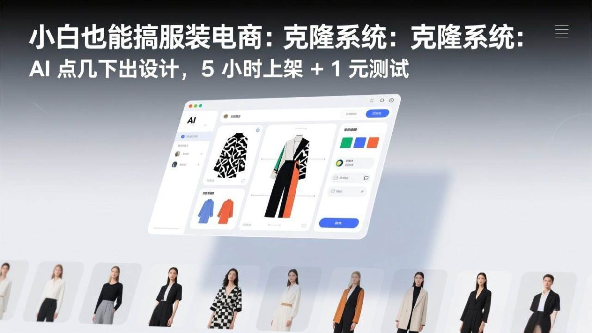 图片[1]-小白也能搞服装电商：克隆系统：AI 点几下出设计，5 小时上架 + 1 元测试