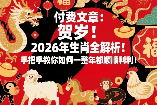 付费文章：贺岁！2026年生肖全解析！手把手教你如何一整年都顺顺利利！|云雀资源分享