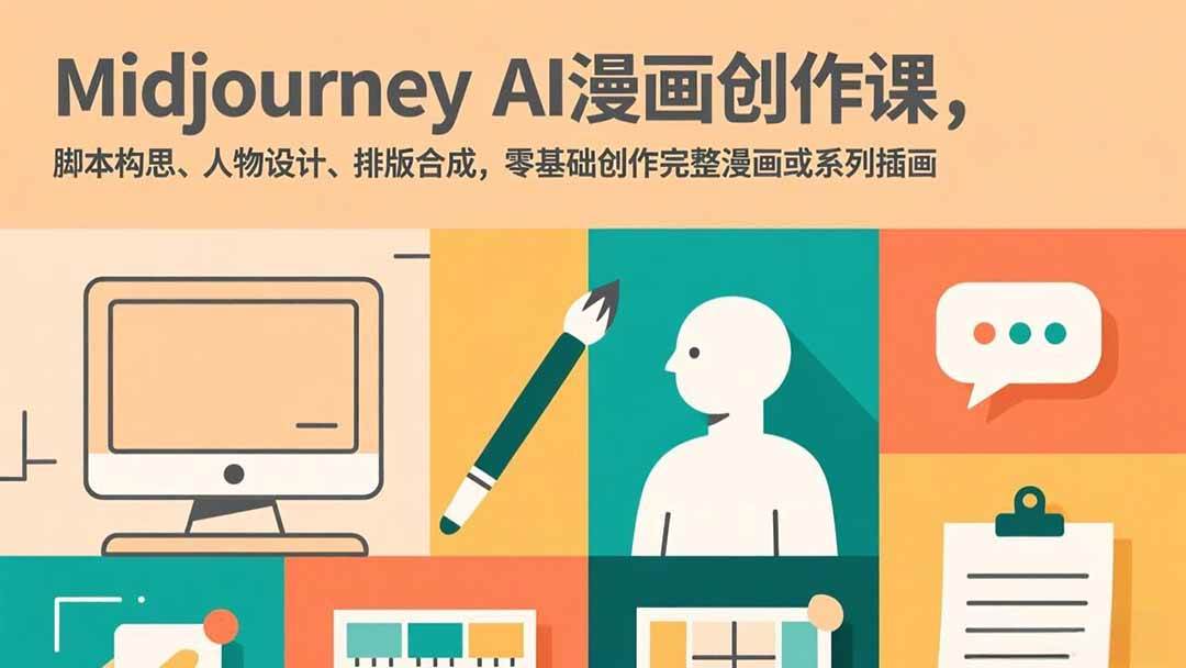 Midjourney AI漫画创作课,脚本构思、人物设计、排版合成,零基础创作完整漫画或系列插画|云雀资源分享