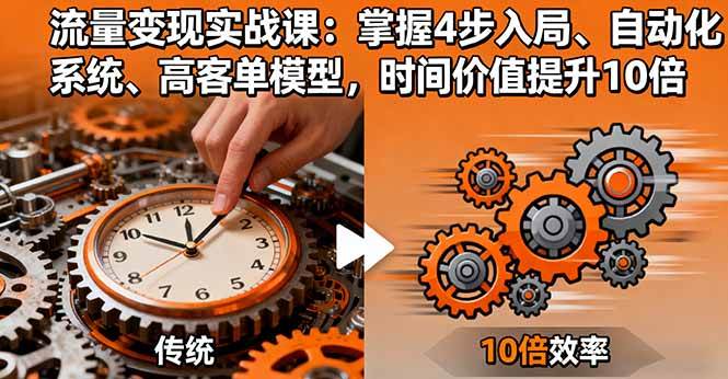流量变现实战课:掌握4步入局、自动化系统、高客单模型,时间价值提升10倍|云雀资源分享