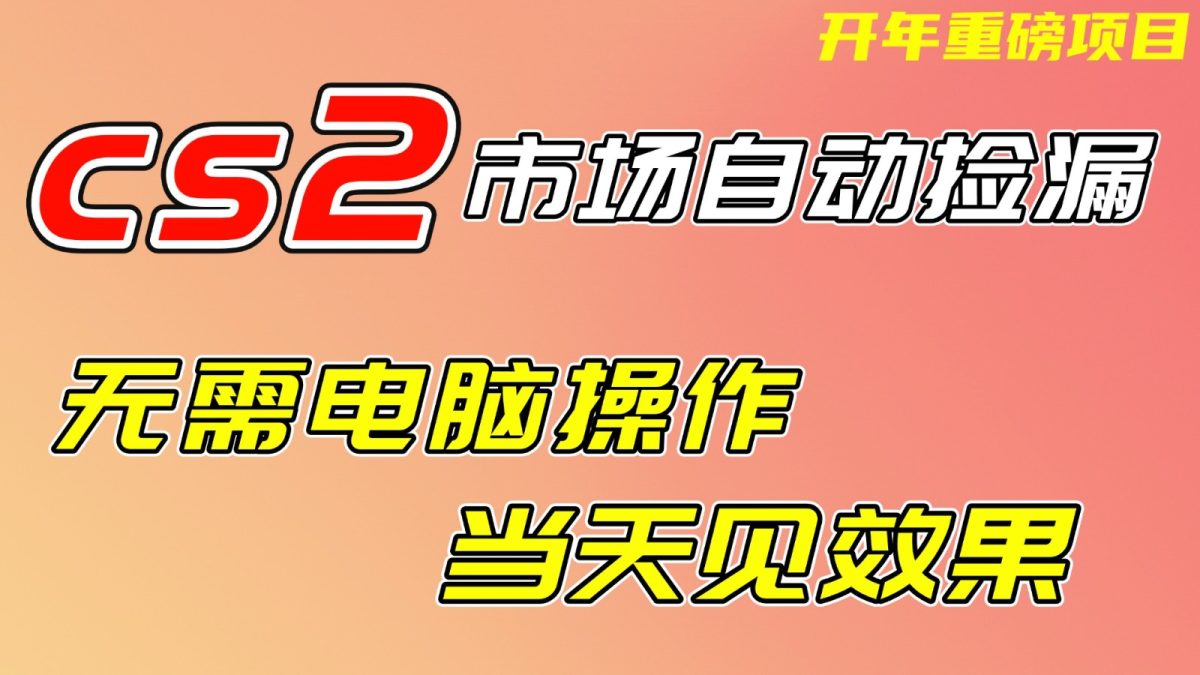 CS2市场挂机项,无需电脑操作,无需进入游戏,当天见效果,支持任何形式验证|云雀资源分享