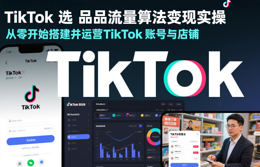 TikTok选品流量算法变现实操，从零开始搭建并运营TikTok账号与店铺|云雀资源分享