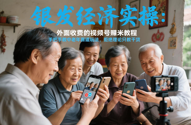 银发经济实操：外面收费的视频号賺米教程，手把手教中老年赛道玩法，拒绝理论只教干货|云雀资源分享