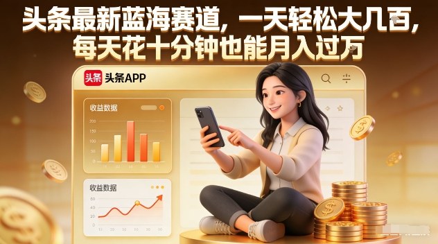 头条最新蓝海赛道，一天轻松大几张，每天花十分钟也能月入过1W【揭秘】|云雀资源分享