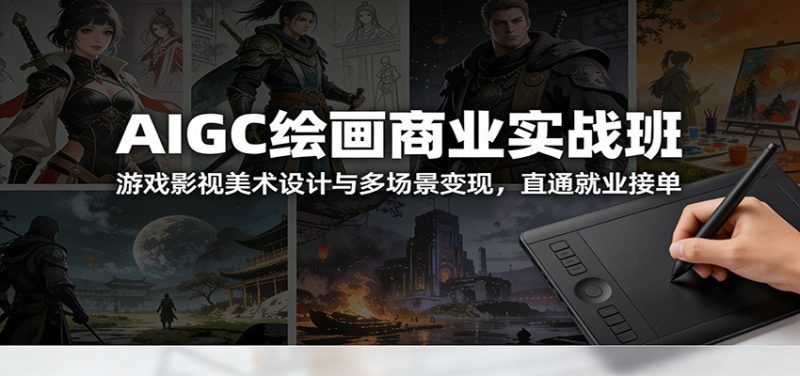 AIGC绘画商业实战班：游戏影视美术设计与多场景变现，直通就业接单|云雀资源分享
