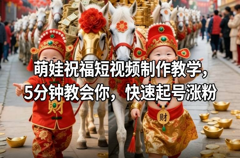 萌娃祝福短视频制作教学，5分钟教会你，快速起号涨粉|云雀资源分享