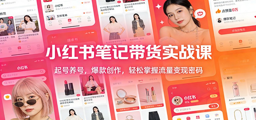 小红书笔记带货实战课：起号养号，爆款创作，轻松掌握流量变现密码|云雀资源分享