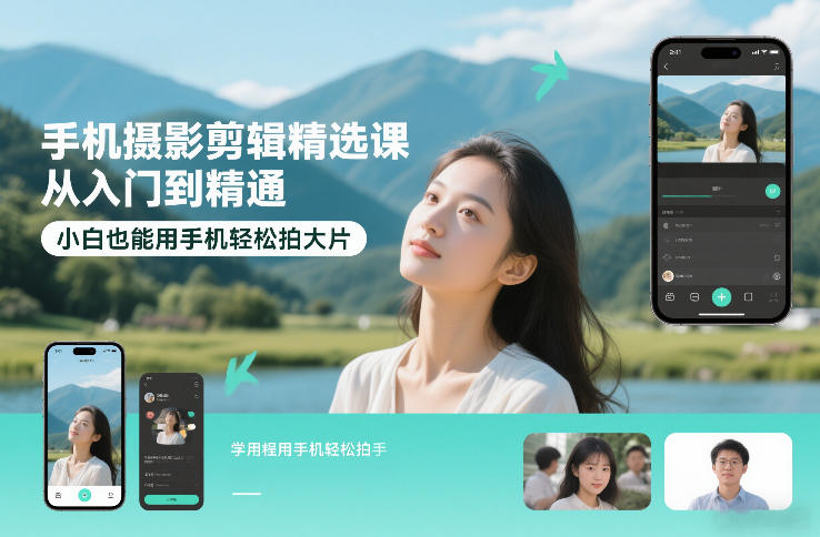 手机摄影剪辑精选课，从入门到精通，小白也能用手机轻松拍大片|云雀资源分享