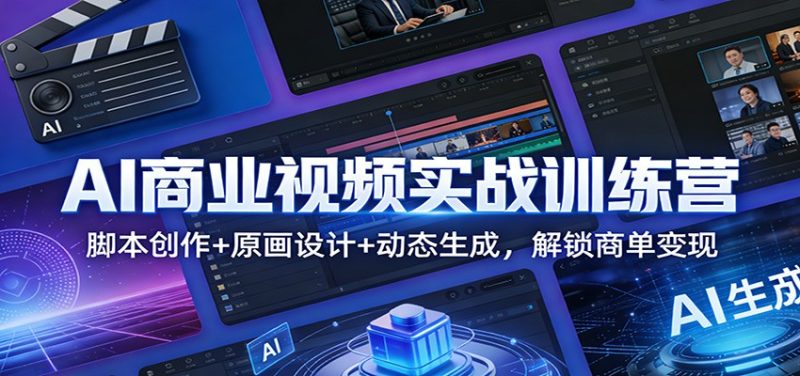 AI商业视频实战训练营:脚本创作+原画设计+动态生成,解锁商单变现|云雀资源分享