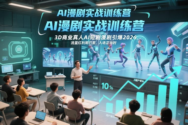 AI漫剧实战训练营，3D商业真人AI短剧漫剧引爆2026，流量红利期已至，入场正当时|云雀资源分享
