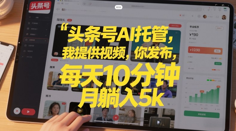 头条号AI托管，我提供视频，你发布，每天10分钟，月躺入5k+【揭秘】|云雀资源分享