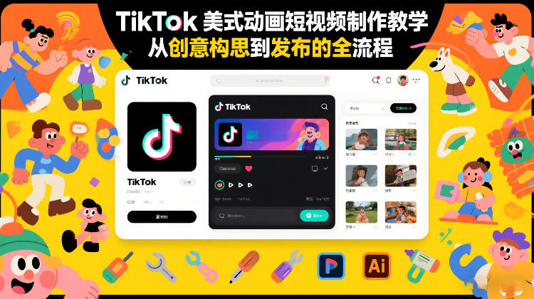 TikTok美式动画短视频制作教学，从创意构思到发布的全流程|云雀资源分享
