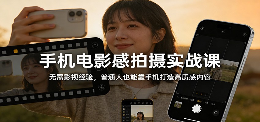 手机电影感拍摄实战课：无需影视经验，普通人也能靠手机打造高质感内容|云雀资源分享