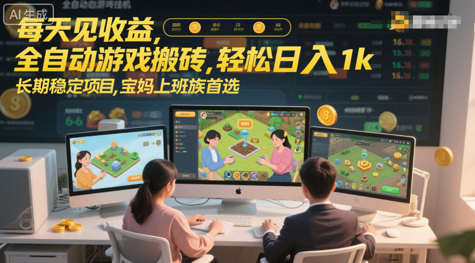 每天见收益，全自动游戏搬砖，轻松日入1k，长期稳定项目，宝妈上班族首选【揭秘】|云雀资源分享
