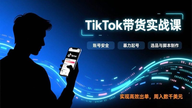 TikTok带货实战课，涵盖账号安全、暴力起号、选品与脚本制作，实现高效出单，周入数千美元|云雀资源分享