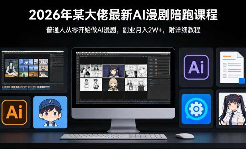 26年某大佬最新Ai漫剧陪跑课程，普通人从零开始做AI漫剧，副业月入2W+|云雀资源分享