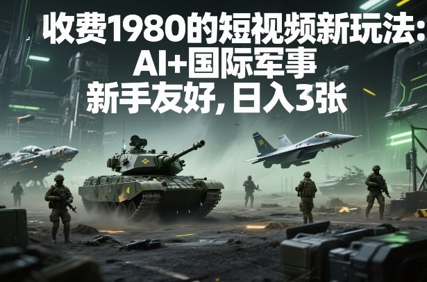 外面收费1980的短视频新玩法：AI+国际军事，新手友好，日入3张+【附详细教程】|云雀资源分享