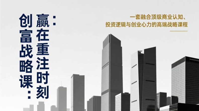 《创富战略课：赢在重注时刻》一套融合顶级商业认知、投资逻辑与创业心力的高端战略课程|云雀资源分享