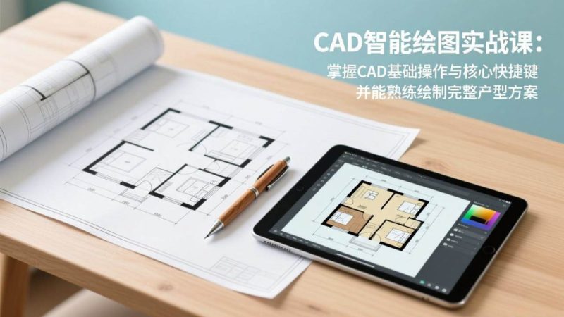CAD智能绘图实战课：掌握CAD基础操作与核心快捷键，并能熟练绘制完整户型方案|云雀资源分享